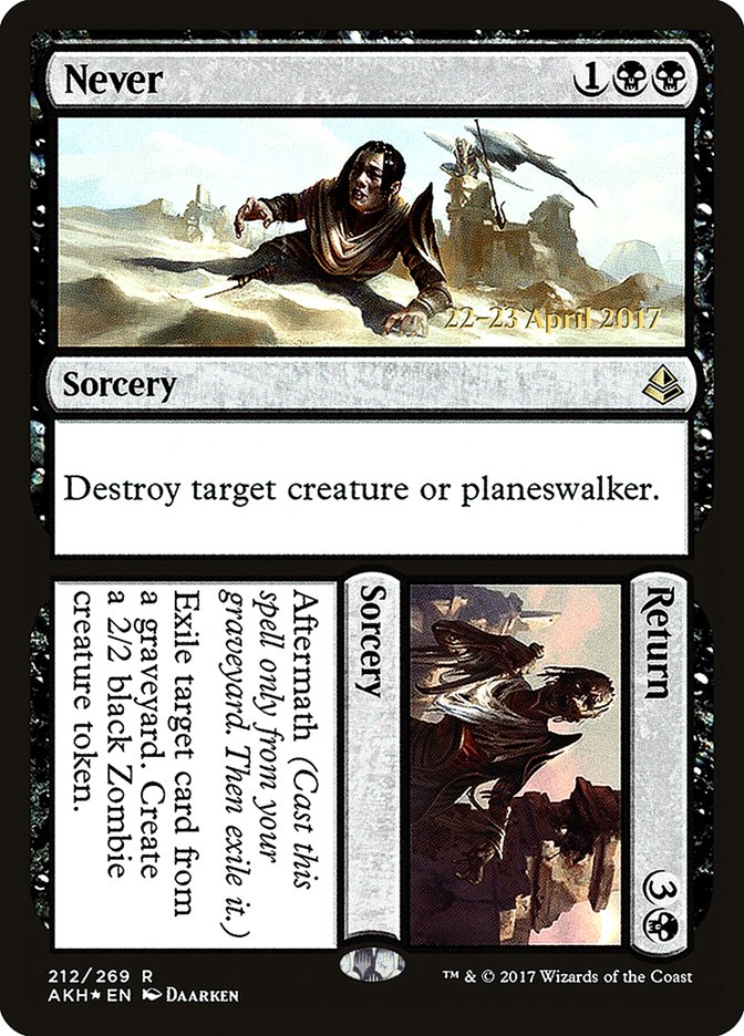 Never // Return (Prerelease Promo) [Amonkhet Prerelease Promos]