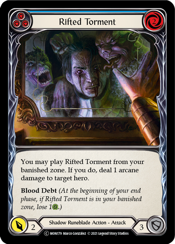 Rifted Torment (Blue) (Rainbow Foil) [U-MON179-RF] Unlimited Edition Rainbow Foil