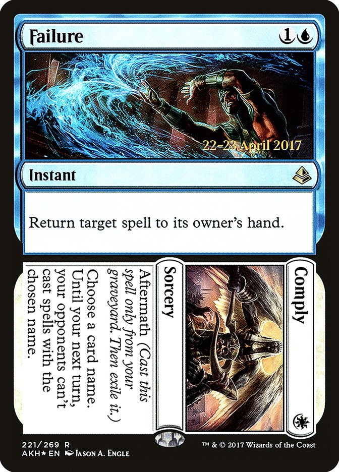 Failure // Comply (Prerelease Promo) [Amonkhet Prerelease Promos]