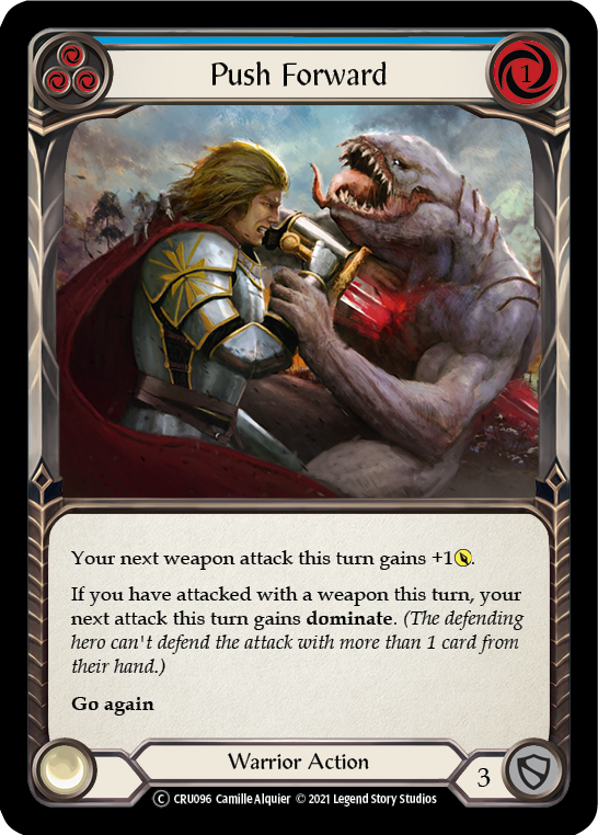 Push Forward (Blue) (Rainbow Foil) [CRU096-RF] Unlimited Rainbow Foil