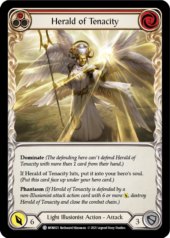 Herald of Tenacity (Red) (Rainbow Foil) [MON023-RF] 1st Edition Rainbow Foil