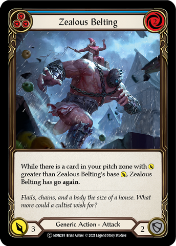 Zealous Belting (Blue) (Rainbow Foil) [U-MON295-RF] Unlimited Edition Rainbow Foil