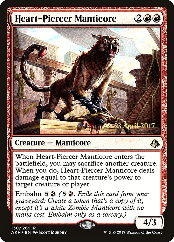 Heart-Piercer Manticore (Prerelease Promo) [Amonkhet Prerelease Promos]