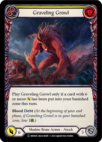 Graveling Growl (Yellow) (Rainbow Foil) [U-MON145-RF] Unlimited Edition Rainbow Foil