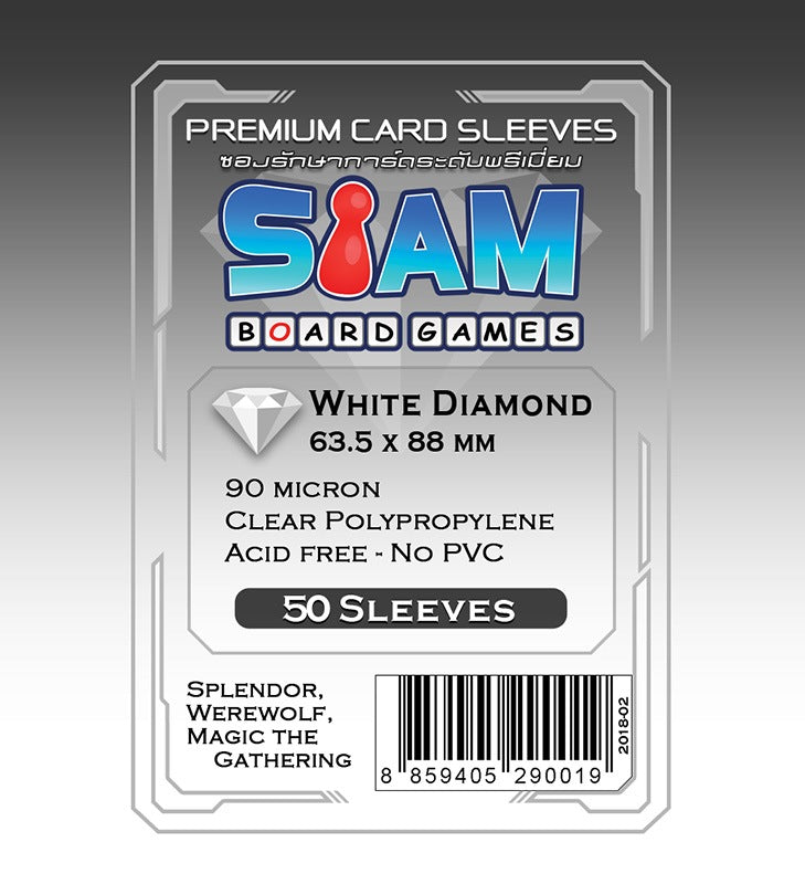 Siam Board Games - Sleeve 90M 63.5*88 'White Diamond'