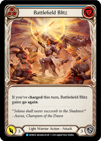 Battlefield Blitz (Blue) (Rainbow Foil) [MON038-RF] 1st Edition Rainbow Foil