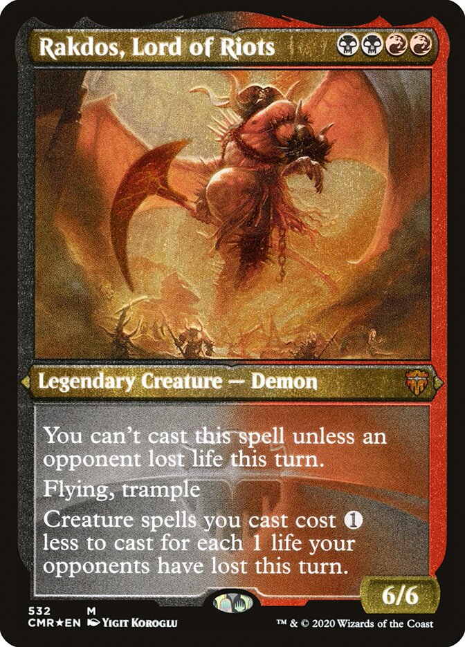 Rakdos, Lord of Riots (Foil Etched) [Commander Legends]