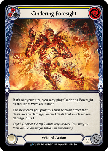 Cindering Foresight (Yellow) (Rainbow Foil) [CRU166-RF] Unlimited Rainbow Foil