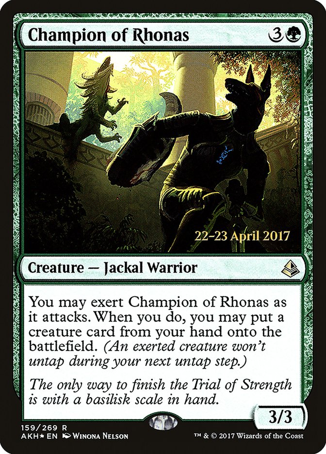 Champion of Rhonas (Prerelease Promo) [Amonkhet Prerelease Promos]