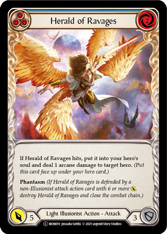 Herald of Ravages (Blue) (Rainbow Foil) [U-MON019-RF] Unlimited Edition Rainbow Foil